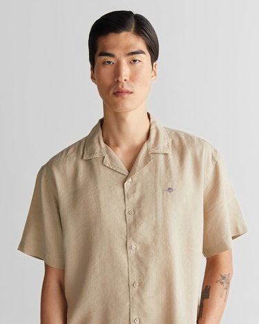  GANT Erkek Bej Kısa Kollu Gömlek