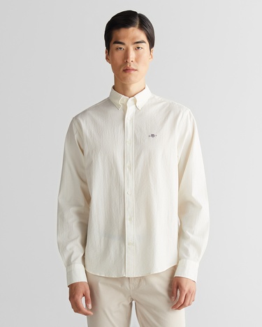  GANT Erkek Krem Regular Fit Düğmeli Yaka Gömlek