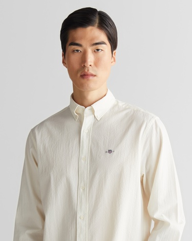  GANT Erkek Krem Regular Fit Düğmeli Yaka Gömlek