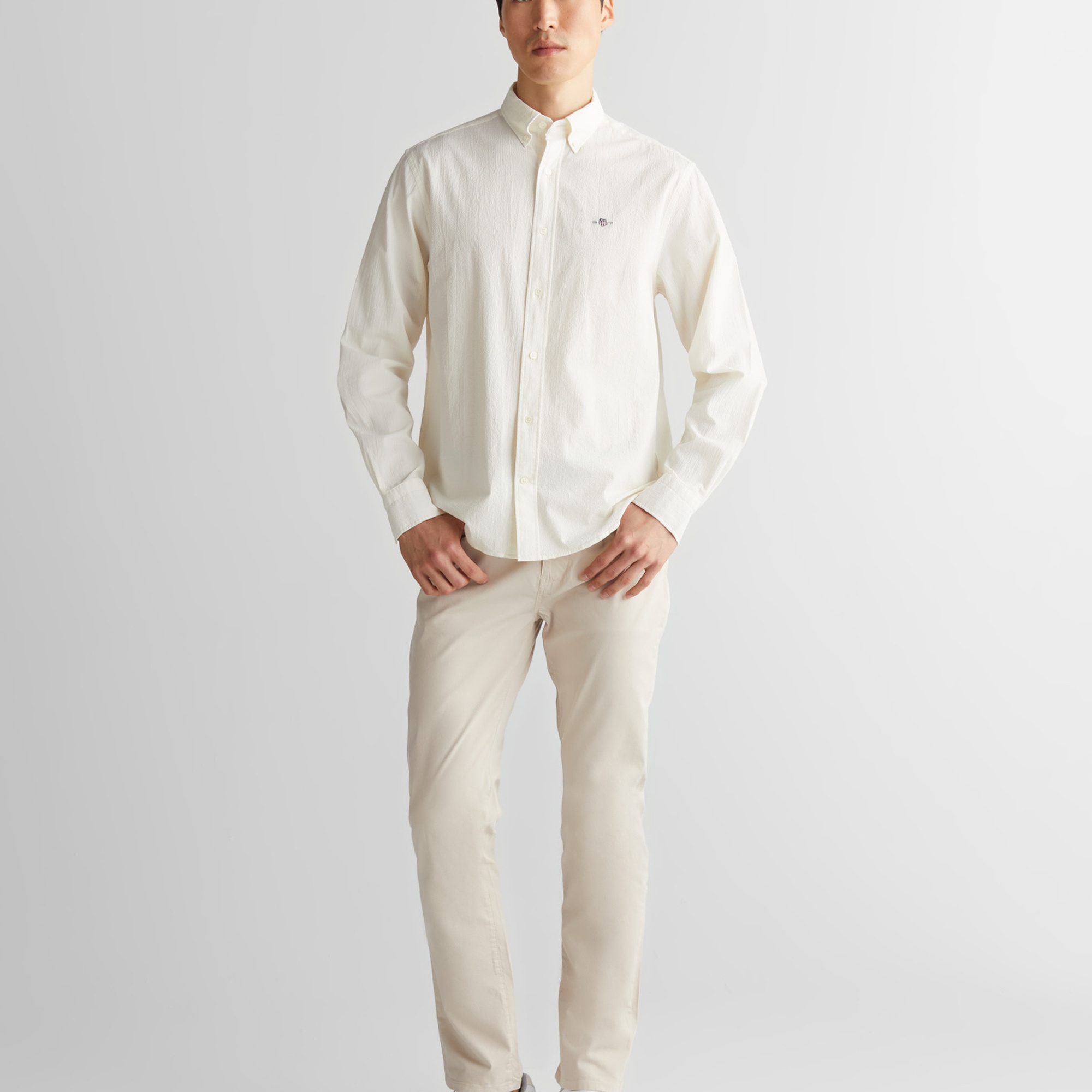 GANT Erkek Krem Regular Fit Düğmeli Yaka Gömlek