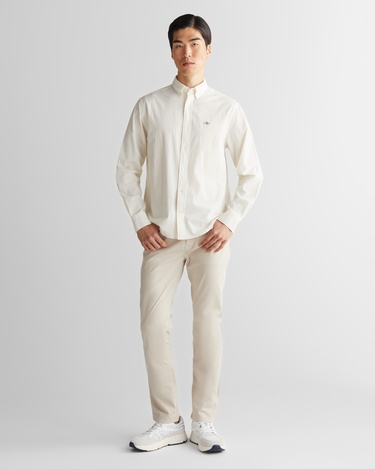  GANT Erkek Krem Regular Fit Düğmeli Yaka Gömlek