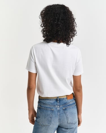  GANT Kadın Krem Regular Fit Bisiklet Yaka Logolu T-Shirt