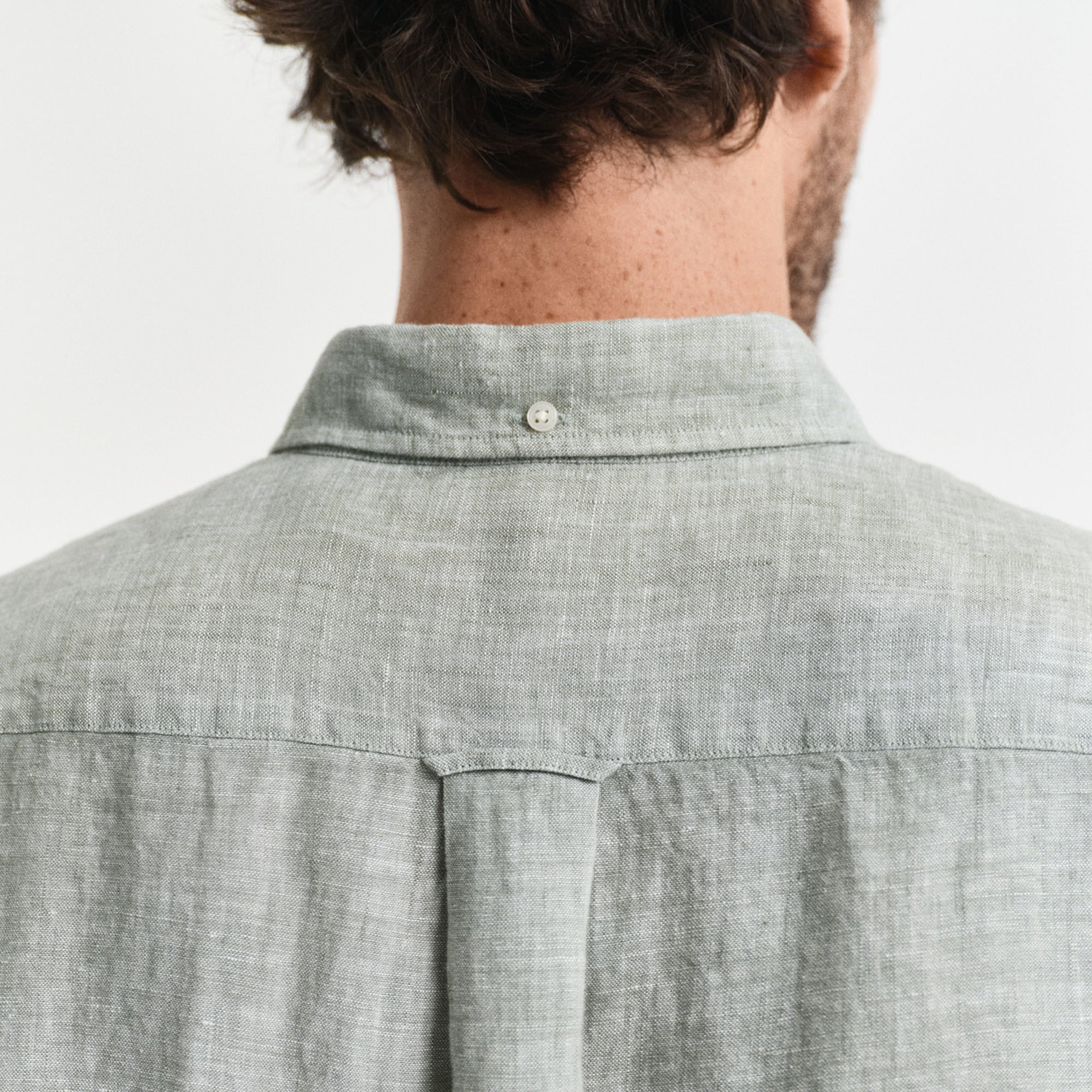 GANT Erkek Yeşil Regular Fit Düğmeli Yaka Keten Gömlek