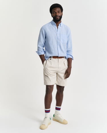  GANT Erkek Mavi Regular Fit Düğmeli Yaka Keten Gömlek