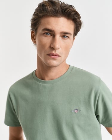  GANT Erkek Yeşil Slim Fit Bisiklet Yaka T-Shirt