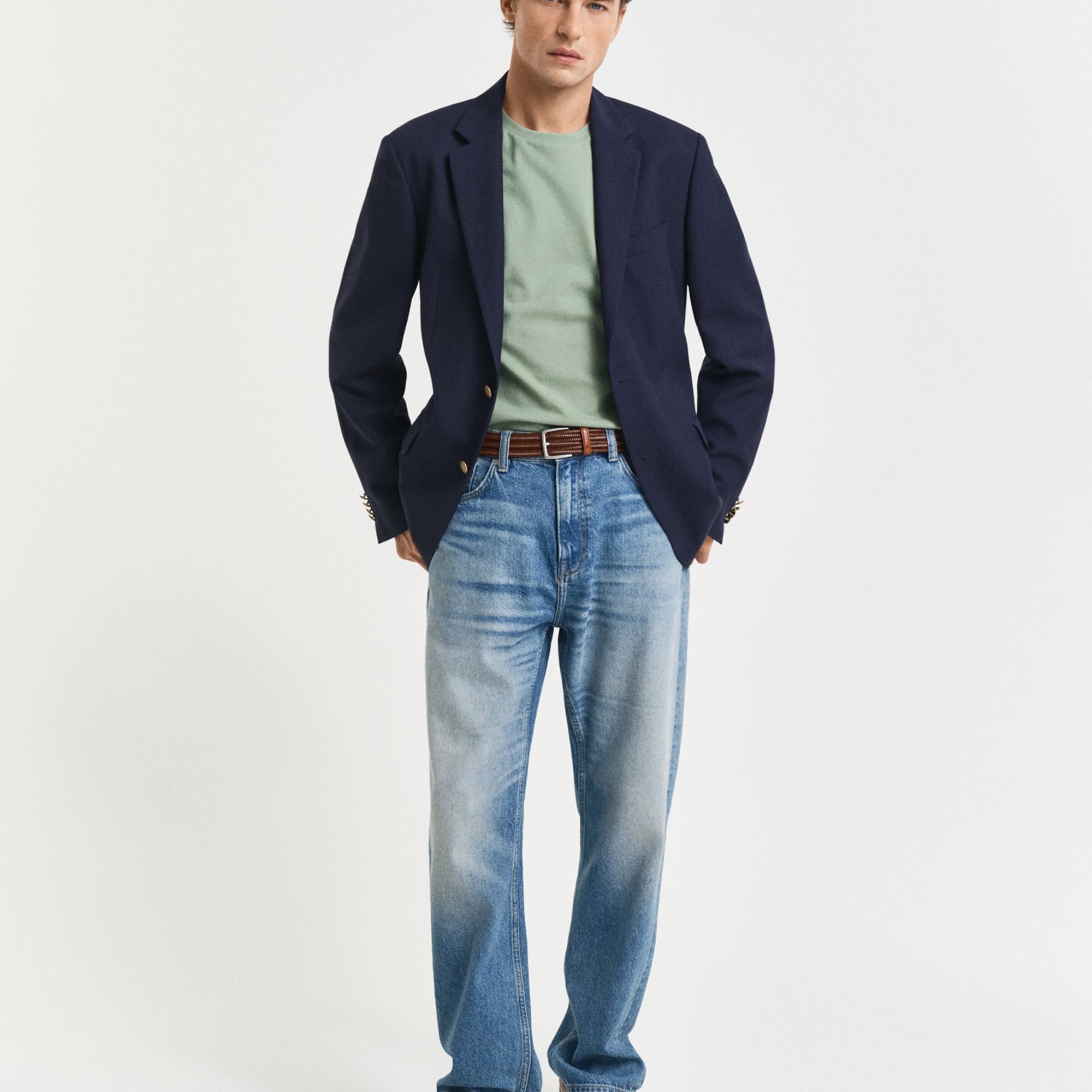 GANT Erkek Yeşil Slim Fit Bisiklet Yaka T-Shirt