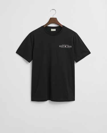  GANT Erkek Siyah Regular Fit Bisiklet Yaka Logolu T-Shirt