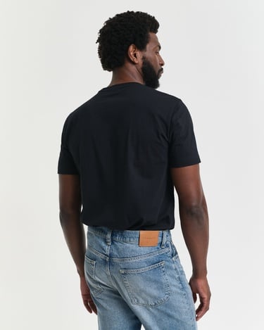  GANT Erkek Siyah Regular Fit Bisiklet Yaka Logolu T-Shirt