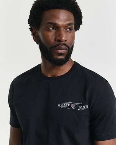  GANT Erkek Siyah Regular Fit Bisiklet Yaka Logolu T-Shirt