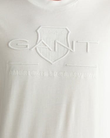  GANT Erkek Beyaz Regular Fit Bisiklet Yaka Logolu Logolu T-Shirt