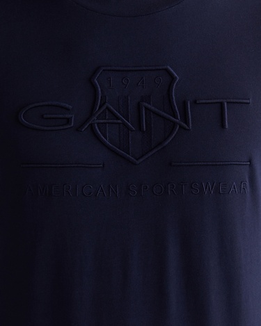  GANT Erkek Lacivert Regular Fit Bisiklet Yaka Logolu T-Shirt