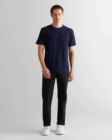  GANT Erkek Lacivert Regular Fit Bisiklet Yaka Logolu T-Shirt