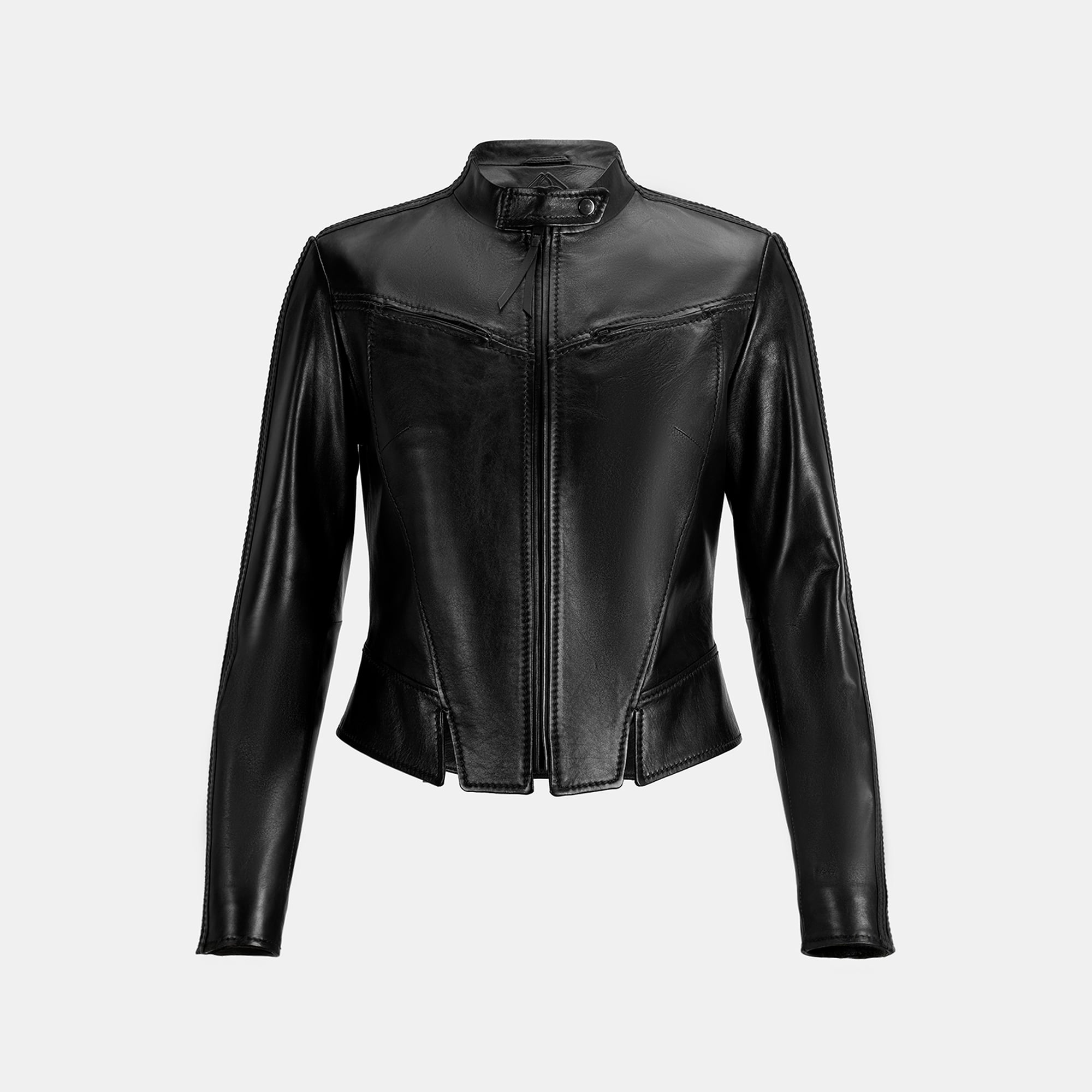 Kadın Siyah Deri Biker Ceket