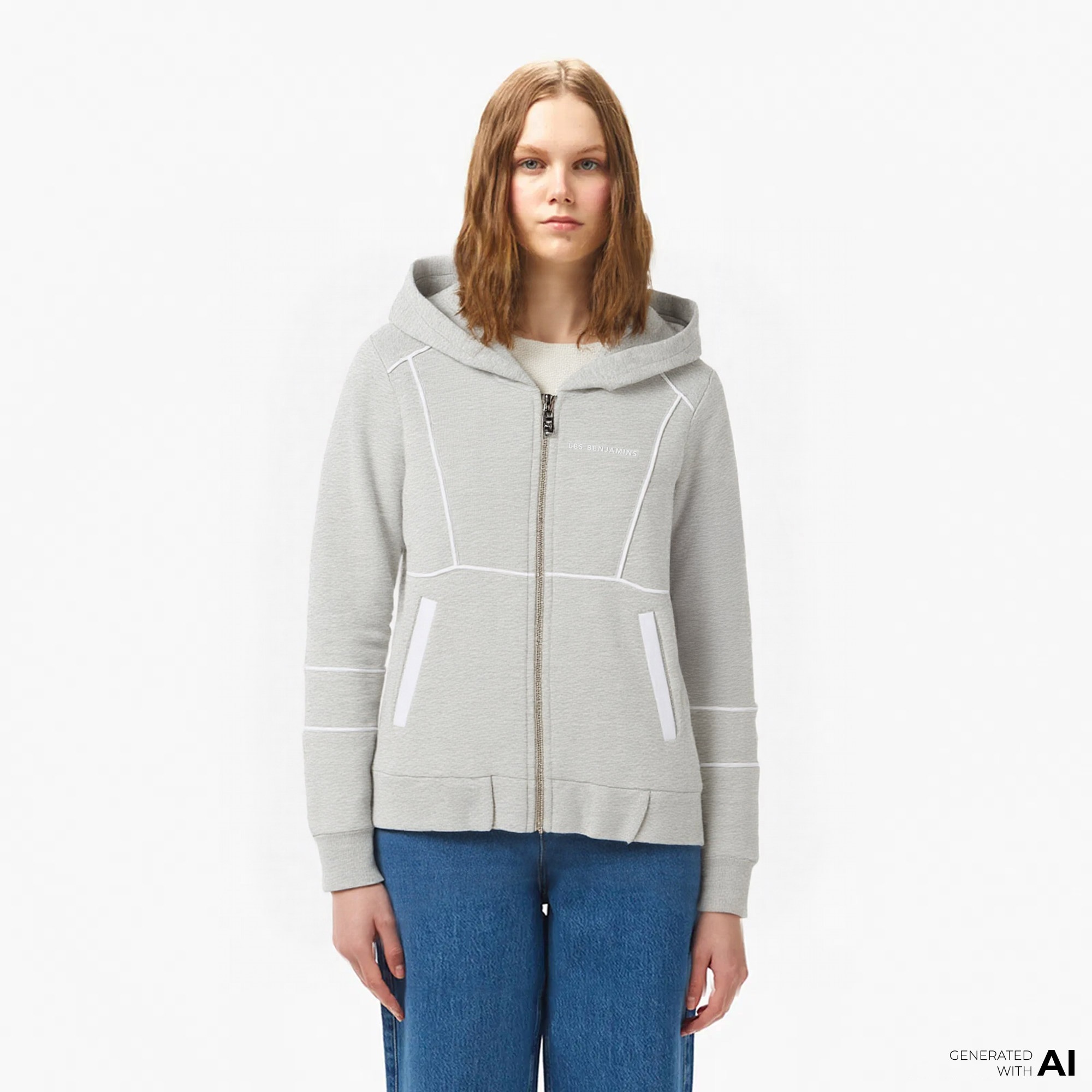 Les Benjamins Zip 403 Çocuk Gri Hoodie