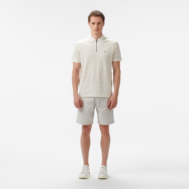  Tommy Hilfiger Mercerised Pique Erkek Krem Polo Yaka T-Shirt