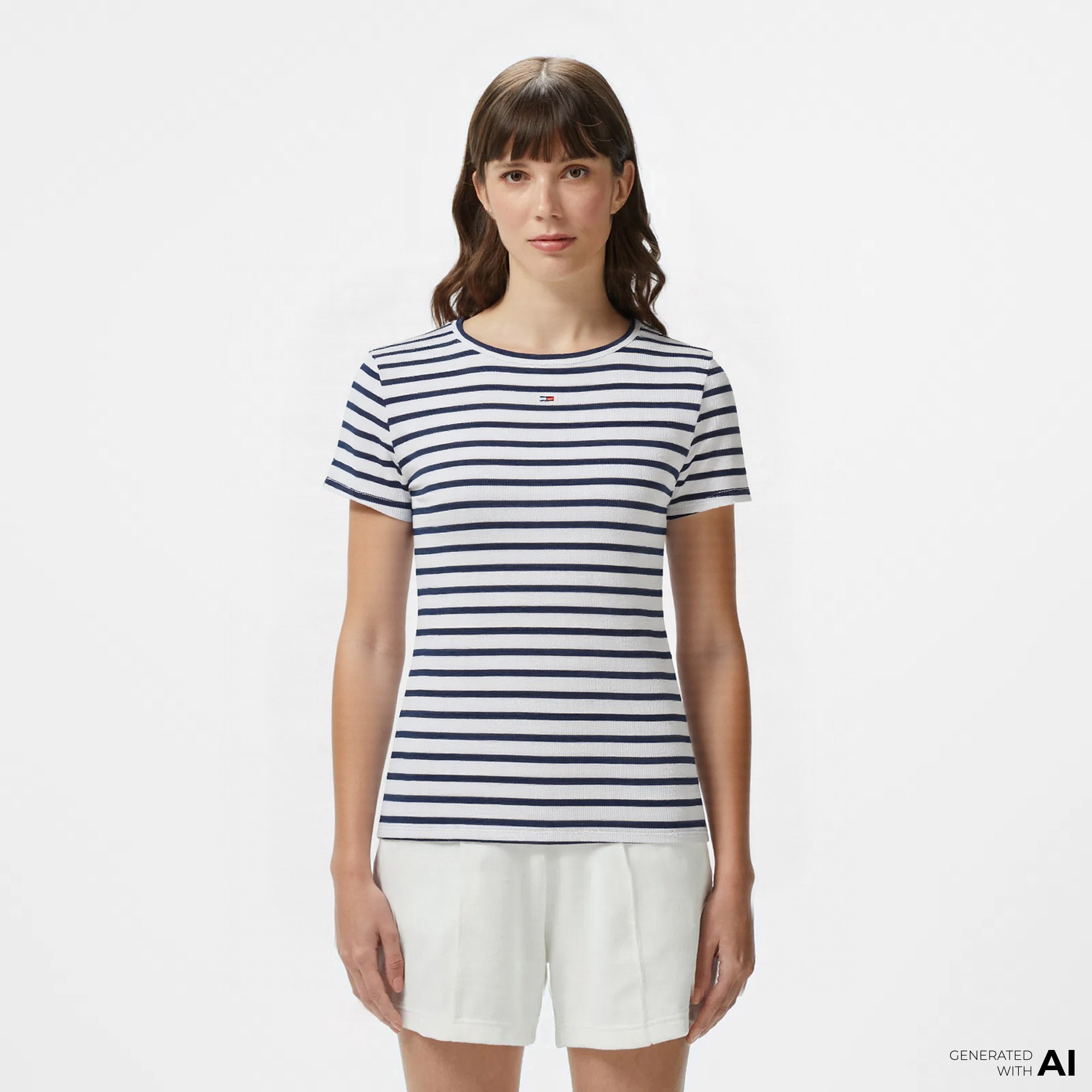 Tommy Jeans Slim Essential Rib Ext Kadın Beyaz T-Shirt