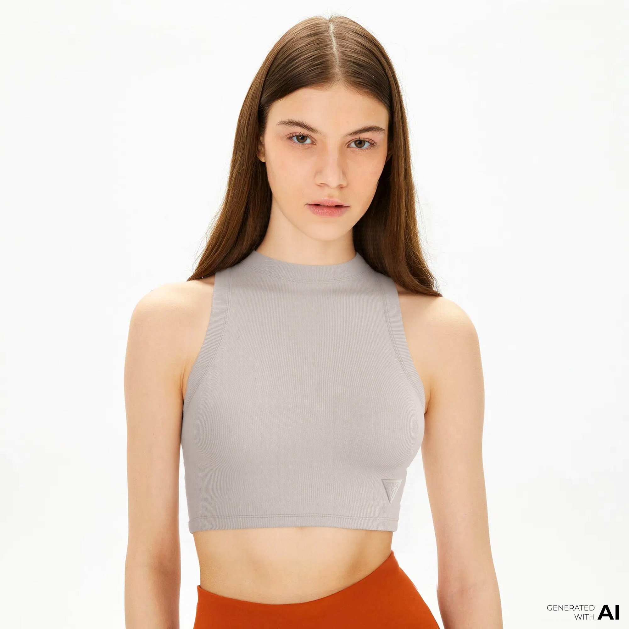 Guess Kadın Krem Kolsuz T-Shirt