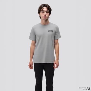  Converse Erkek Baskılı Gri T-Shirt