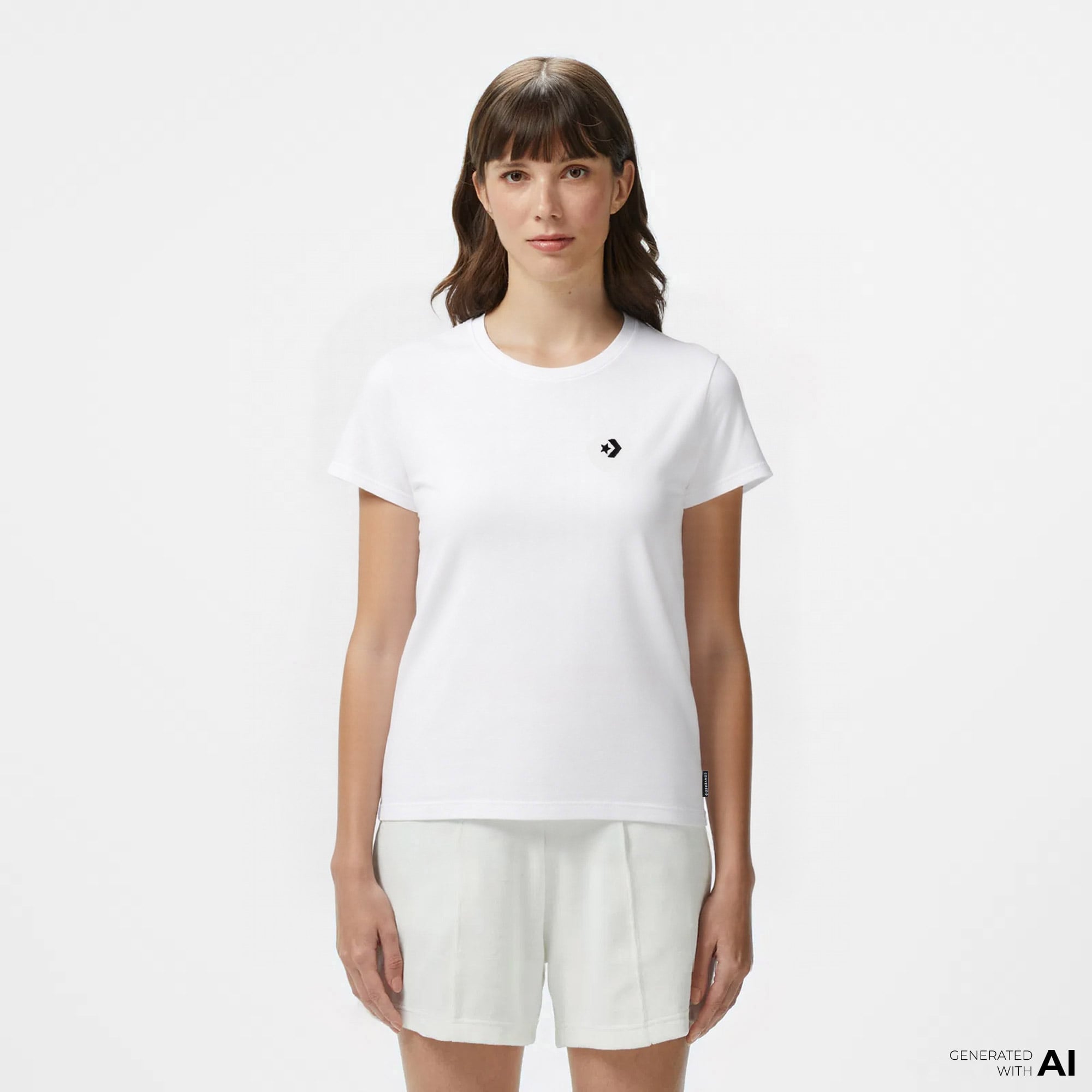  Converse Slim Fit Kadın Beyaz T-Shirt