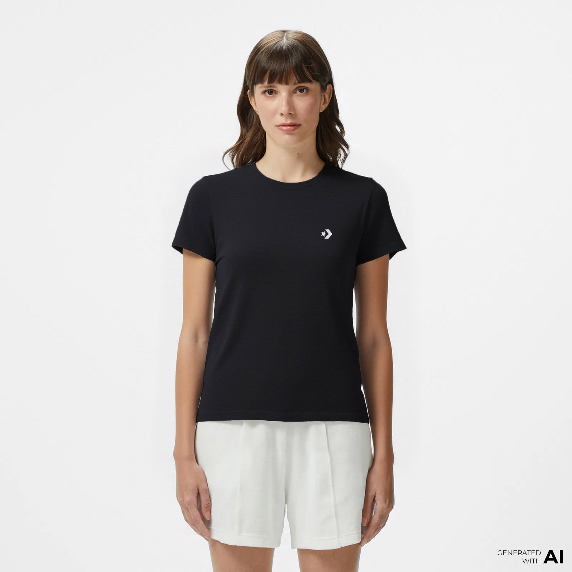  Converse Slim Fit Kadın Siyah T-Shirt