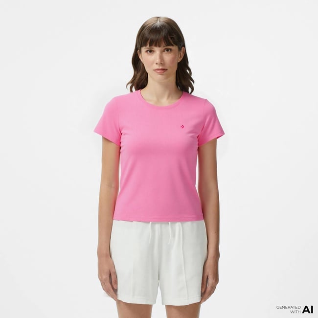 Converse Slim Fit Kadın Pembe T-Shirt