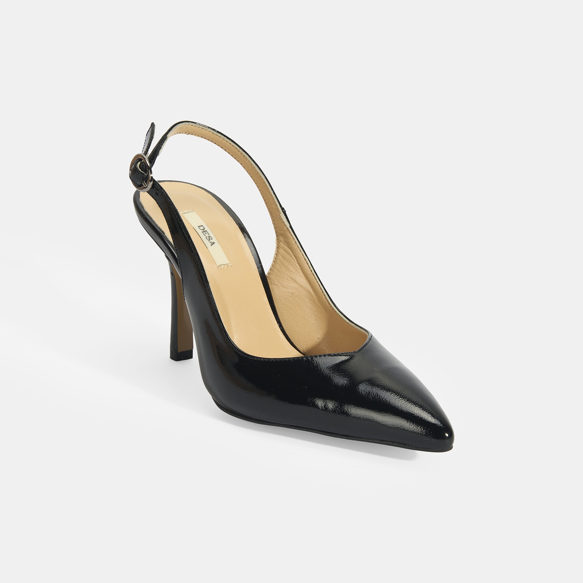 Kadın Siyah Rugan Topuklu Ayakkabı