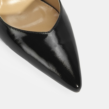  Kadın Siyah Rugan Topuklu Ayakkabı