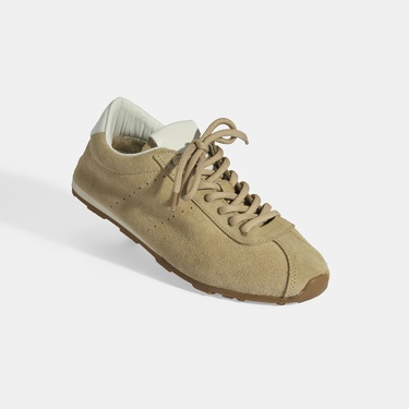  Kadın Bej Bağcıklı Süet Spor Ayakkabı