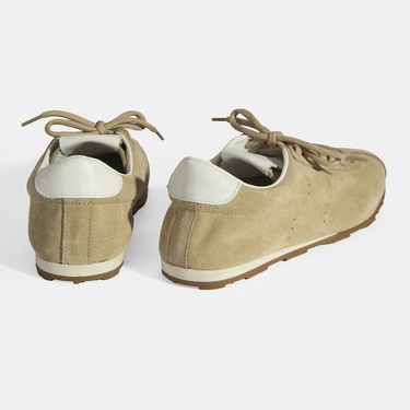  Kadın Bej Bağcıklı Süet Spor Ayakkabı