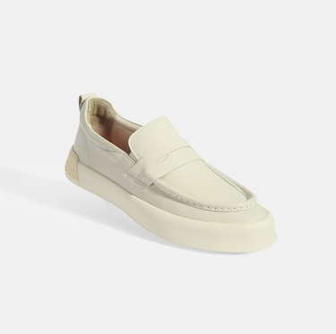  Erkek Krem Slip-On Deri Loafer