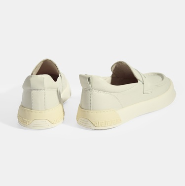  Erkek Krem Slip-On Deri Loafer