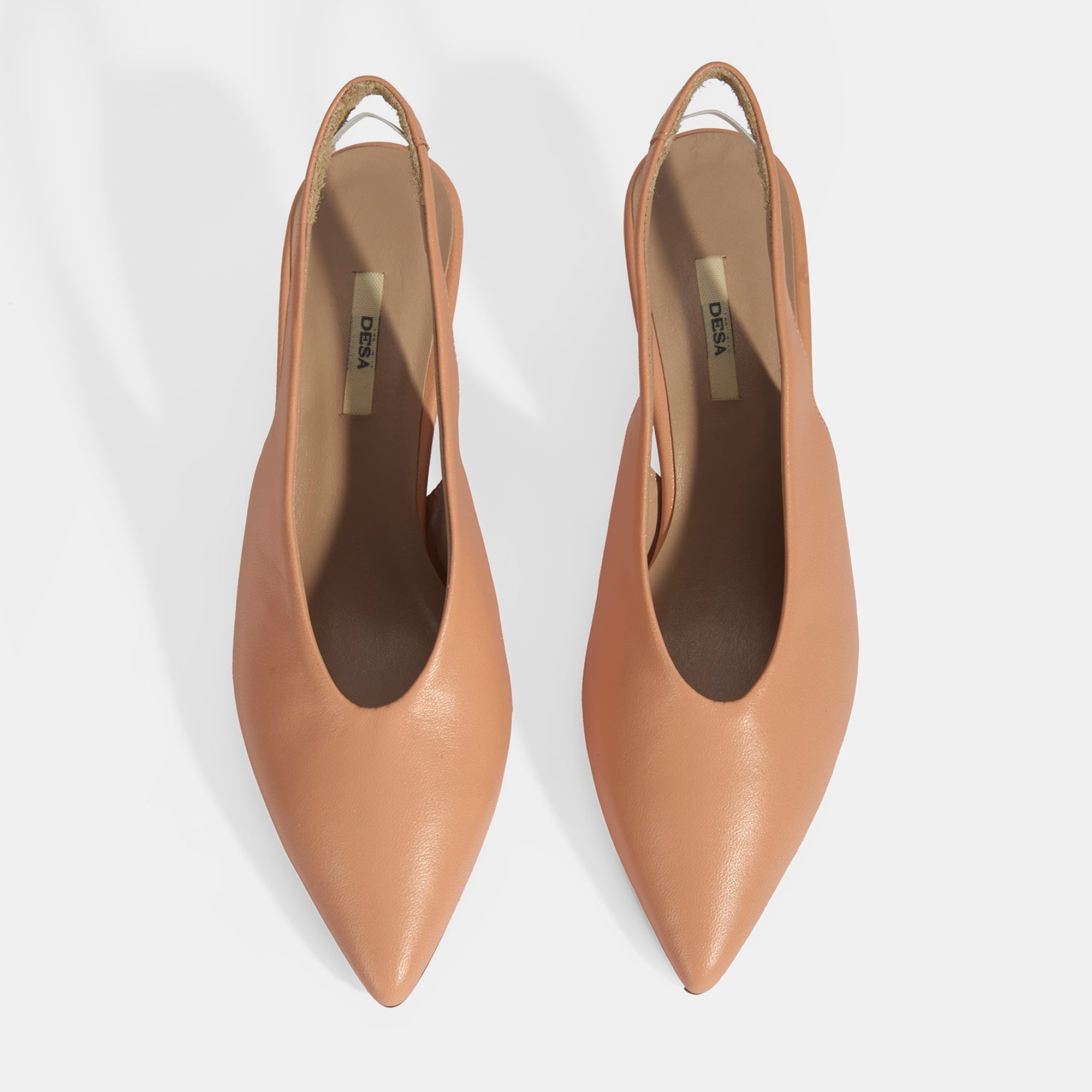 Kadın Pudra Slingback Deri Topuklu Ayakkabı