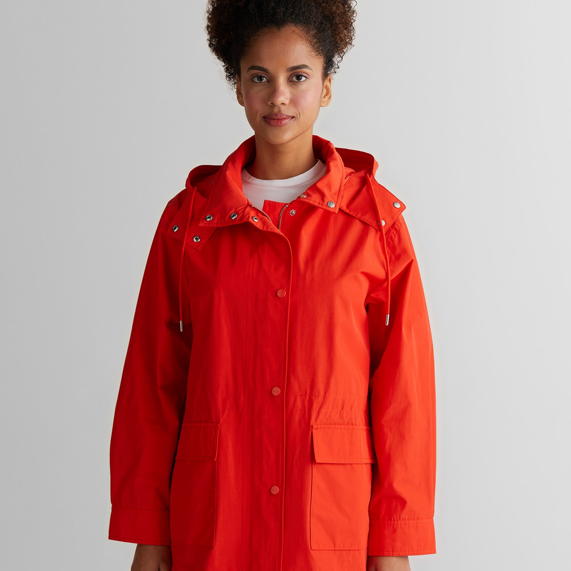 GANT Kadın Turuncu Relaxed Fit Kapüşonlu Yağmurluk