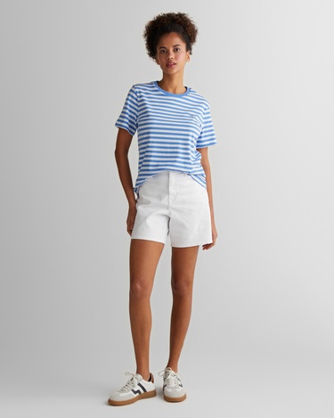  GANT Kadın Mavi Regular Fit Bisiklet Yaka Çizgili T-Shirt