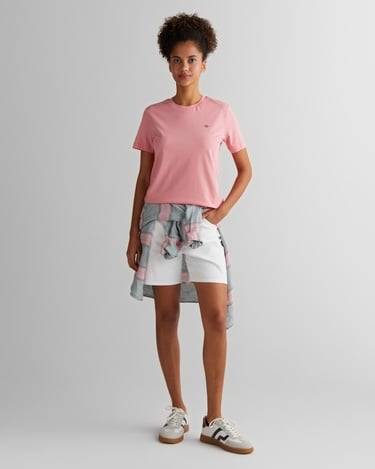  GANT Kadın Pembe Regular Fit Bisiklet Yaka T-Shirt