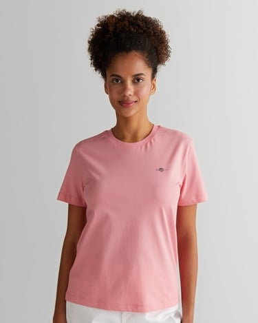  GANT Kadın Pembe Regular Fit Bisiklet Yaka T-Shirt
