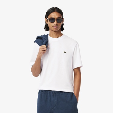  Lacoste Erkek Classic Fit Bisiklet Yaka Beyaz T-Shirt