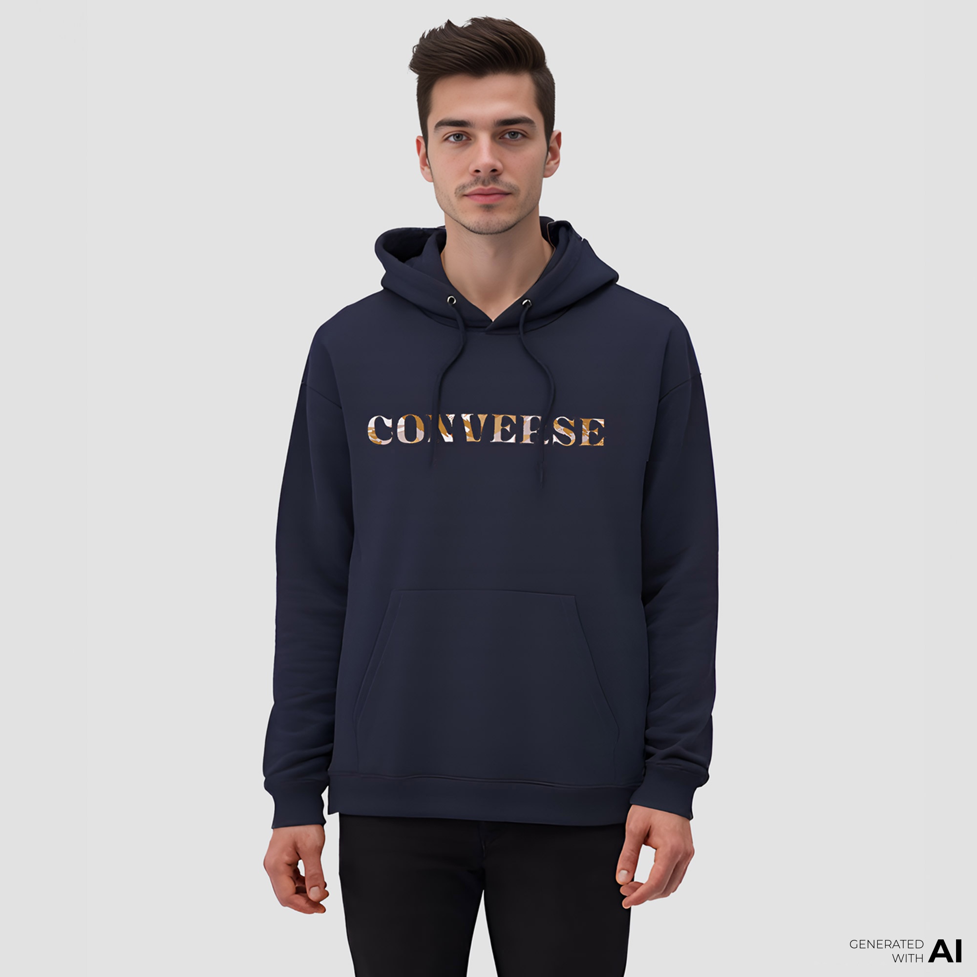 Converse Camo Desenli Erkek Lacivert Hoodie