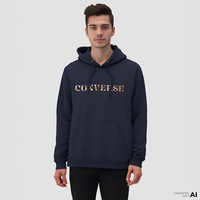  Converse Camo Desenli Erkek Lacivert Hoodie