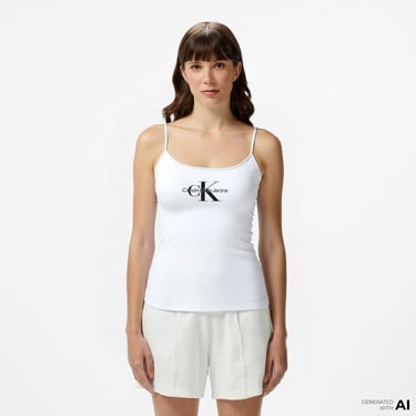  Calvin Klein Jeans Monologo Kadın Beyaz Bluz