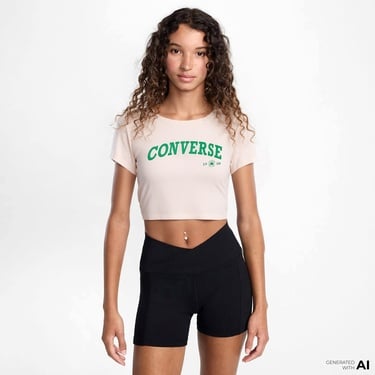  Converse Collegiate Gold Kadın Krem T-Shirt