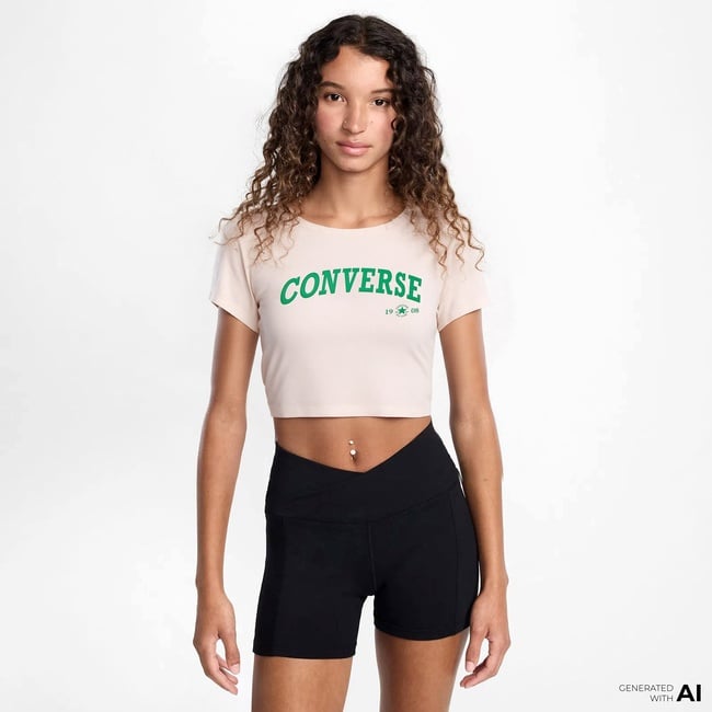  Converse Collegiate Gold Kadın Krem T-Shirt