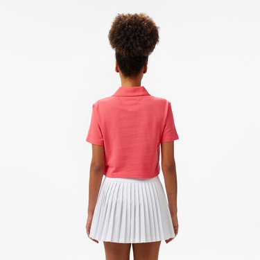  Tommy Jeans Crop Badge Kadın Pembe Polo Yaka T-Shirt