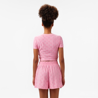  Guess Peony Jacquard Knit Recy Poly-Cotton Jacq Sponge Kadın Renkli T-Shirt