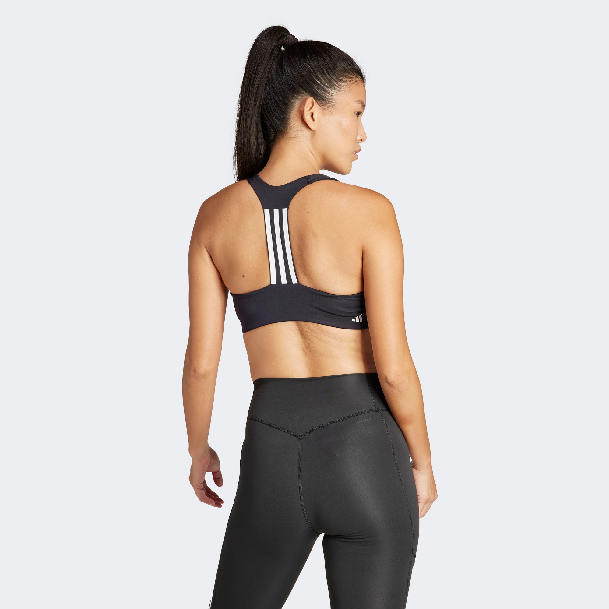 adidas Powerimpact Training Medium-Support 3-Stripes Kadın Siyah Antrenman Bra
