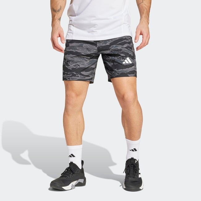  adidas Train Essentials Allover Print Camo Erkek Siyah Antrenman Şort