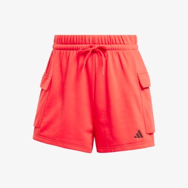  adidas Essentials Small Logo French Terry Cargo Kadın Kırmızı Şort