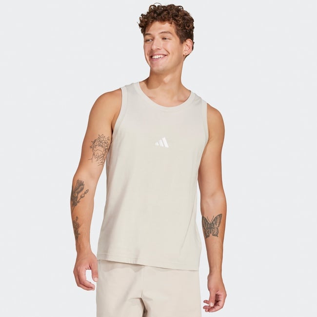  adidas Essentials Small Logo Erkek Beyaz Antrenman Atleti