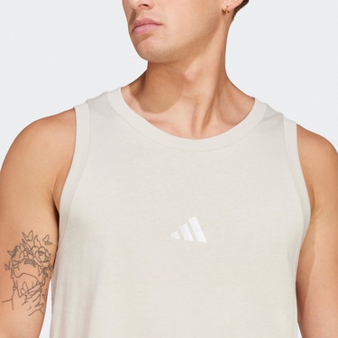  adidas Essentials Small Logo Erkek Beyaz Antrenman Atleti