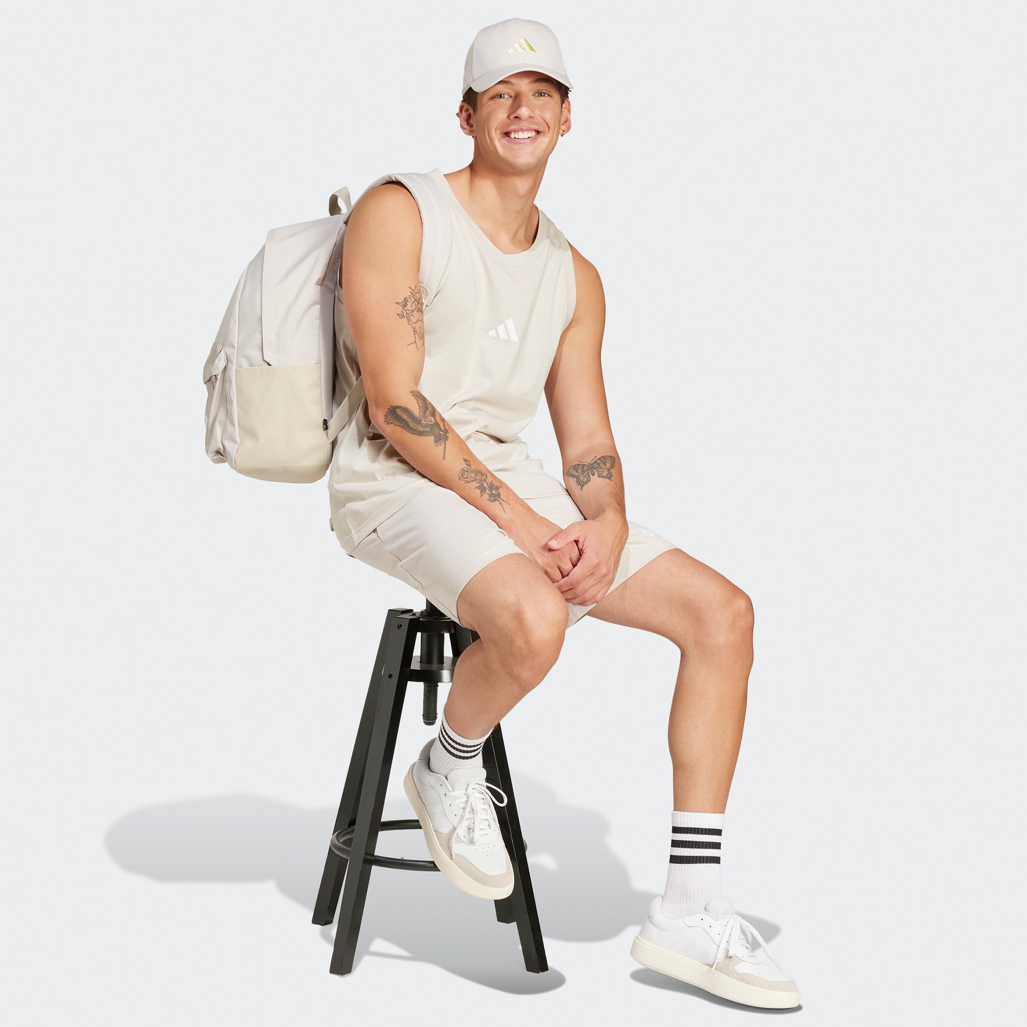 adidas Essentials Small Logo Erkek Beyaz Antrenman Atleti